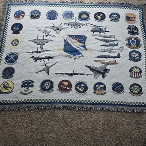 USAF 53rd Wing Military Aircraft Woven Throw Blanket Liberty Logos 59x31 USA... - Picture 1 of 4