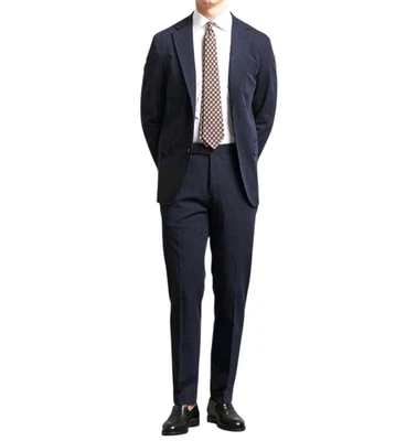 Terno Polo Ralph Lauren Masculino Tamanho 52Calça Longa Cintura 47 Listra Azul Sem Bainha - Imagem 1 de 4