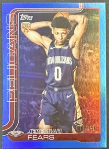 2025-26 Jeremiah Fears Topps Rookie Blue Foil 72/150 Pelicans - Picture 1 of 1