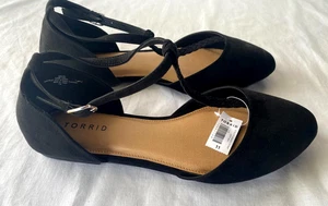 TORRIDO..NEGRO JET..TRENZADO..CORREA EN T..PLANOS/ZAPATOS..NUEVO..MUJER 11W - Imagen 1 de 4