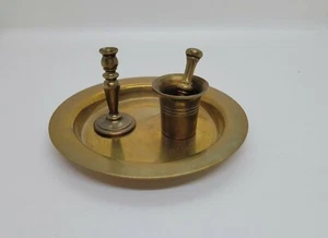  VNTG Mini Brass Pestle and Mortar Herb/Pill Apothecary Grinder Trinket and More - Picture 1 of 11
