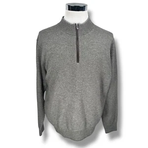 Peter Millar Sweater Mens XL Gray Taupe Waffle Knit Merino Cashmere 1/4 Zip READ - Picture 1 of 12