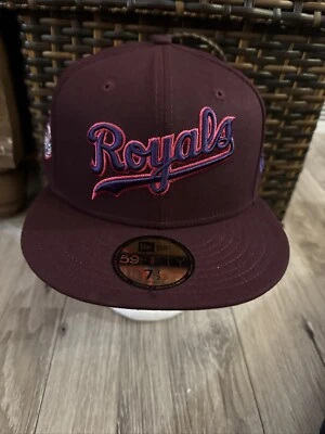 New Era 59Fifty Kansas City Royals Hat Cap 7 1/2 Maroon 40th Anniversary Patch - Image 1 of 4