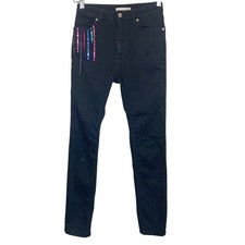 Christopher Kane jewel pocket fringe black skinny jeans size 25