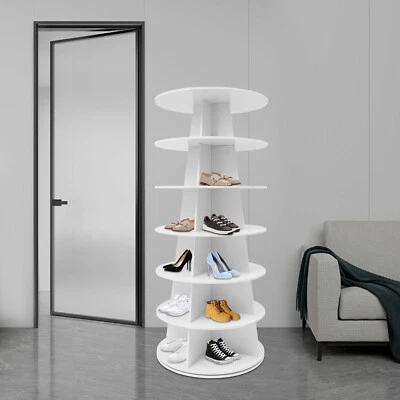 7-tier Rotating Shoe Rack, 360° Revolving Shoe Organizer White Floorstanding New - Image 1 of 4