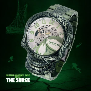 Super Rare Dark Green Invicta Skull Artist Automatic Men's Watch 50.5mm Skeleton - Picture 1 of 12