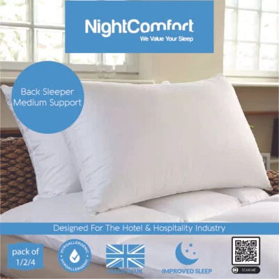 NightComfort Hotel Quality Cotton Blend Pillow Medium Support, Pack of 1/2/4 - Image 1 of 4