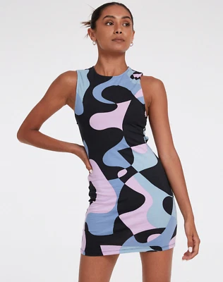 MOTEL ROCKS Genul Dress in Abstract Purple (MR73)