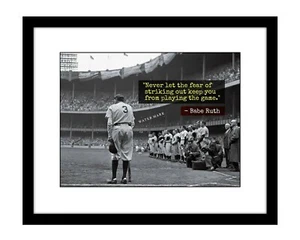 Babe Ruth 8x10 Fotodruck Fear of Striking Out Zitat Baseball MLB Motivation - Bild 1 von 2