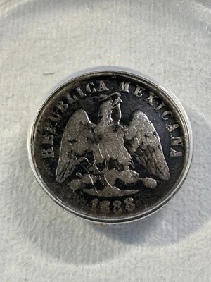 Moneda de plata de 10 centavos de México 1888 As-L graduada en muy buen estado 8 por ANACS baja acuñación Foto 1 de 4