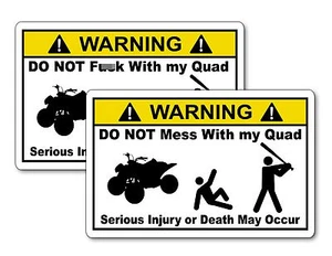 QUAD Vinyl Warning Sticker Decal ATV Racing Funny YZF Raptor Grizzly TRX KFX - Picture 1 of 1
