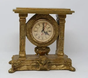 Rare Vintage Mantle Shelf Quartz Clock Baroque Style Works Golden by Elements - Picture 1 of 15