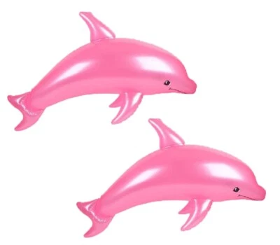 ZUGAR LAND Huge 40" Pink Pearlized Dolphin INFLATE (2 Pack) Inflatable Pool Toy Beach Pools