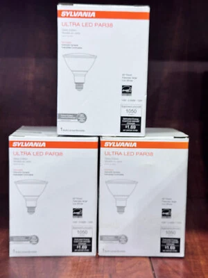 3x Sylvania 74034 LED PAR38 Dimmable Lamp 14W = 75 Watt 3000K Flood light 1050lm - Image 1 of 4