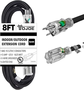 Indoor Outdoor Extension Cord with Lighted End, 3 Prong 13A Weatherproof Power E - Picture 1 of 12