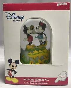 DISNEY MICKEY & MINNIE MOUSE MUSICAL SNOW GLOBE IN THE GOOD OLD SUMMERTIME W/BOX - Picture 1 of 10