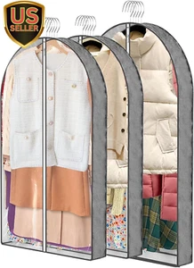 3 Pcs Garment Bags, 40" & 50" PEVA Moth-Proof Breathable Dust Cover, Hanging Clo - Picture 1 of 7