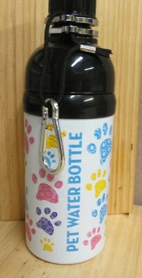 HAPPY PAWS PET COMPANY Happy Paws Dog Water Bottle,Stainless steel 16oz,Paws Print, Outdoor Spill proof