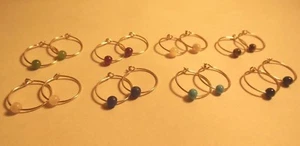 14k GF Classic Lightweight HUGGIE Wire Hoop GEMSTONE Earrings A Great Gift Idea! - Picture 1 of 9