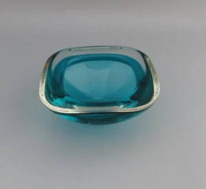 Murano Geode Clear & Green Sommerso Square Bowl 12cm square - Picture 1 of 9