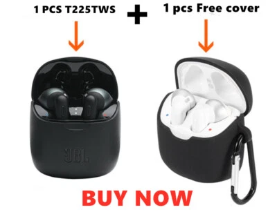 Original JBL TUNE 225TWS  Bluetooth Earphones  Stereo Bass Sound with Mic+Cover. - Image 1 of 4