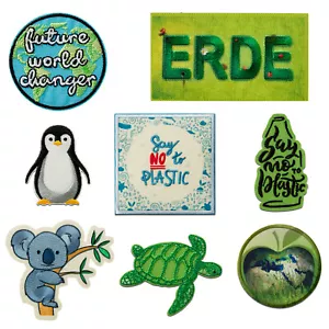 Aufnäher Bügelbild Recycl Patch Think Green Applikation Flicken Aufbügler - Bild 1 von 12