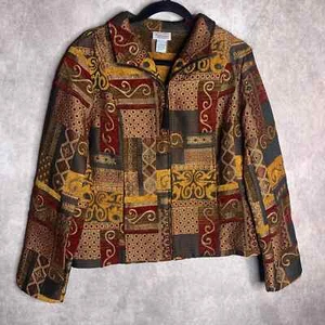 Renaissance Womens Jacket Size Large Gol Tapestry Full Zip Long Sleeves Pockets - Picture 1 of 7