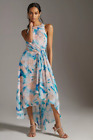 Brand New Anthropologie Shoshanna Macie Soft Brushstroke Blue Midi Dress Sz 4