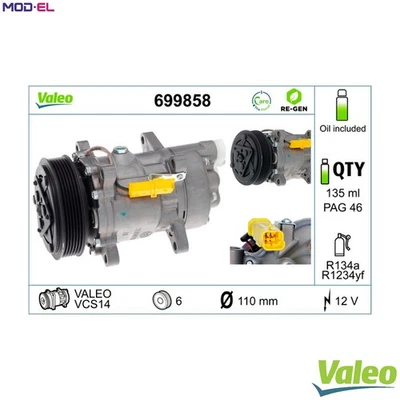 COMPRESSOR AIR CONDITIONING 699858 FOR PEUGEOT 206/SW/Hatchback/Van 307/Break - Image 1 of 4