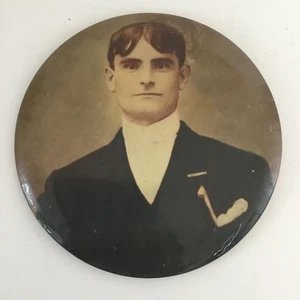 Antique Round Tintype Photo Portrait Gentleman Suit Victorian c.1880s–1890s 6" - Picture 1 of 4