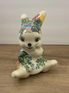 Polnische Keramik Hase Kaninchen 5" Ceramika Kalich Boleslawiec Floral - Bild 1 von 9