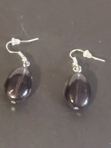 Pendientes colgantes de cuentas de vidrio púrpura - Joyería gota lágrima - Ligeros... - Imagen 1 de 5