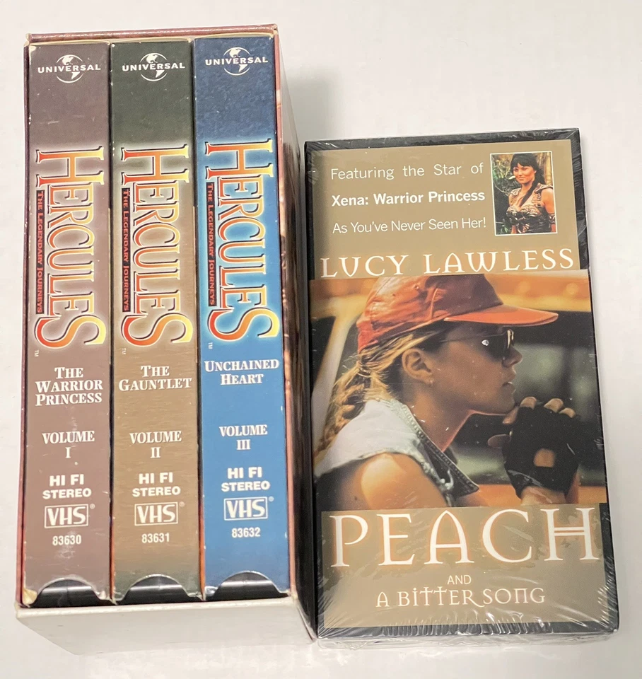 VHS Box Set Hercules The Xena Trilogy & SEALED Peach Lucy Lawless lesbian short - Image 1 of 4