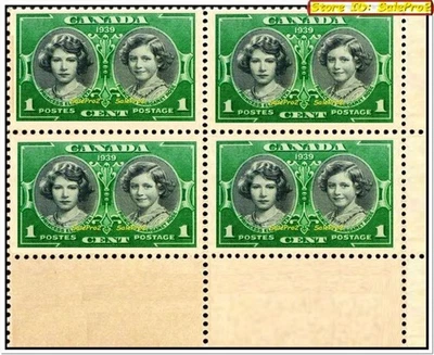 CANADA 1939 ROYAL VISIT PRINCESS MARGARET & ELIZABETH MNH BR STAMP CORNER BLOCK - Image 1 of 2