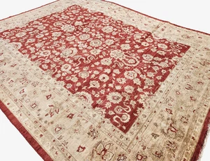 ANTIQUITY HAND-KNOTTED TURKISH OUSHAK PISHAWAR-ZIGLAR WOOL MUTED RUG 9'2 X11'7" - Picture 1 of 16