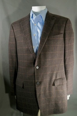 Casaco esportivo Ermenegildo Zegna puro cashmere marrom xadrez janela 42L - Imagem 1 de 4