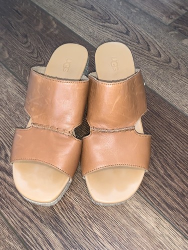 Sandali donna con zeppa UGG Eirene taglia 8 in pelle