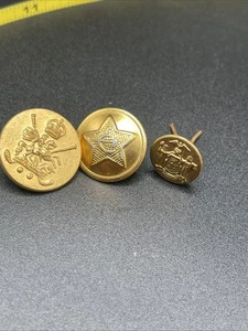 Vintage Lot 3 of military style Brass Buttons USSR, ETC. - Picture 1 of 7