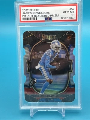 2022 Panini Select #57 Jameson Williams Black Red Die Cut RC PSA 10 - Image 1 of 2