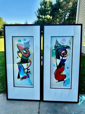 Juego de dos grandes enmarcados Alfred Gockel, "punto izquierdo" y "punto derecho", Foto 1 de 4