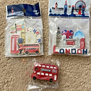 Souvenir London Fridge Magnets x 3 includes London Bus, Big Ben, Tower Bridge - Picture 1 of 4