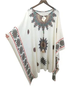 Paparazzi Women's Oatmeal Oversized Knit V-Neck ONE Sz Top Boho Aztec Kimono NWT - Picture 1 of 14