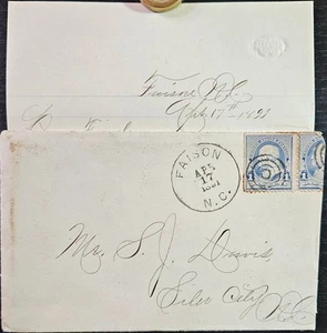 Faison North Carolina (2) 1c Banknote  W/enclosure 1891 Duplin County Tp - Picture 1 of 3