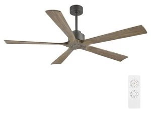 60 Inch Modern Ceiling Fan without Light, 5 Solid Wood Blades 6-Speed Noiseless - Picture 1 of 9