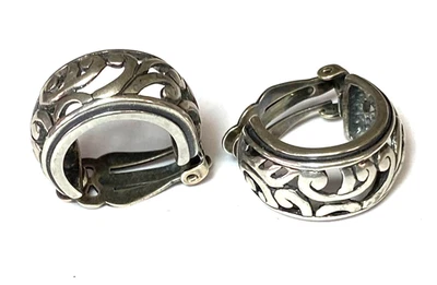 Sterling Silver Silpada Filigree Scroll Hoop Earrings C1380 - Image 1 of 3