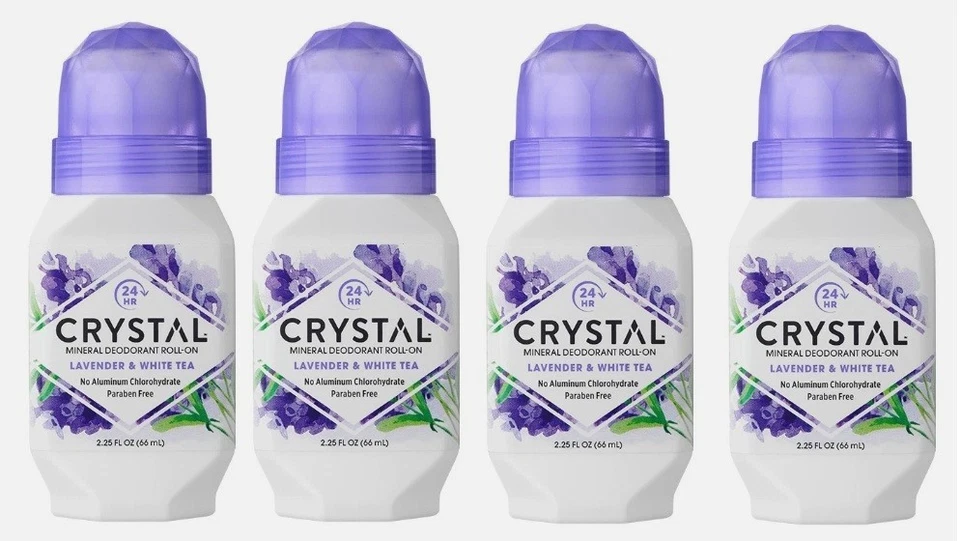 (Pacote com 4) Desodorante Mineral Cristal Roll-On Lavanda e Chá Branco 2,25 oz - Imagem 1 de 1