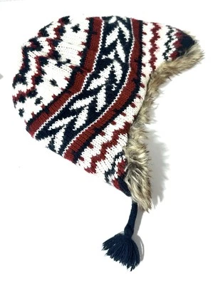 Baby Gap - Talla S/M Imitación Piel Niños Trampero Sombrero Gorro Rojo Rayas Forro Polar Foto 1 de 4