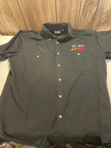 Nascar Hase Authentics XL Ricky Rudd #28 Short Black Sleeve Button Up T-Shirt Cover