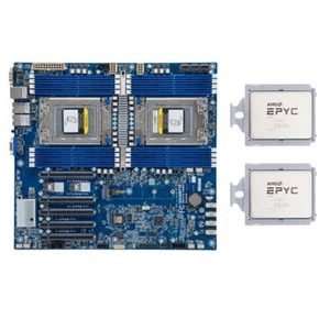 1X Gigabyte MZ72-HB0 Motherbaord Rev3.0 +2X AMD EPYC Milan 7T83 CPU 128 Cores - Afbeelding 1 van 8