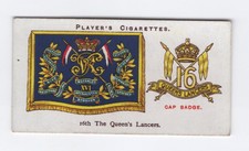 Players Drum Banners & Cap Badges 1924 #19 16th The Queen’s Lancers